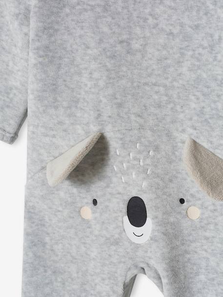 Pyjama bébé mixte velours animal personnalisable beige chiné+gris chiné 17 - vertbaudet enfant 