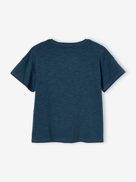 T-shirt fille animation relief et détails irisés fille abricot+bleu ciel+écru+encre+rayé marine+vert amande 11 - vertbaudet enfant 