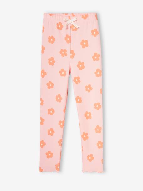 Legging imprimé en maille côtelée fille rose pâle+vert de gris 3 - vertbaudet enfant 