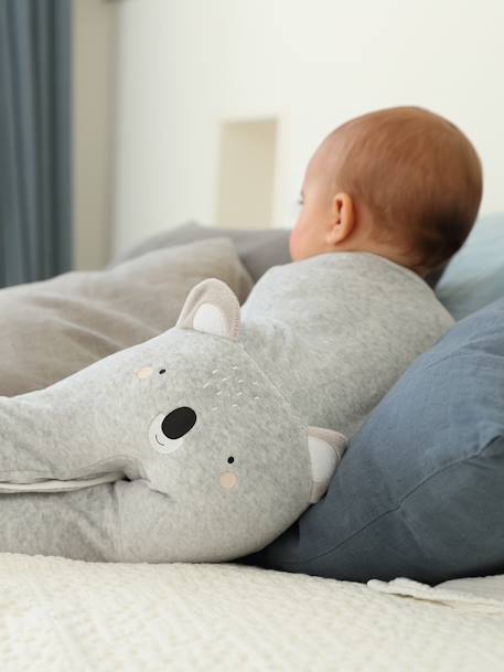 Pyjama bébé mixte velours animal personnalisable beige chiné+gris chiné 9 - vertbaudet enfant 