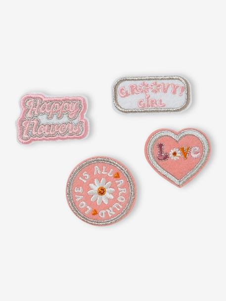 Fille-Lot de 4 badges thermocollants fille