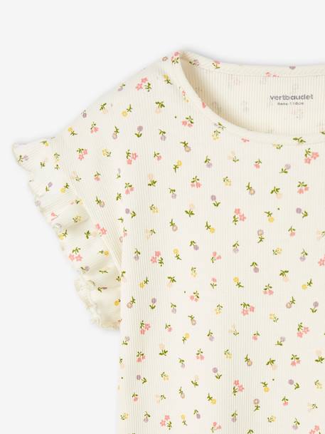 T-shirt à côtes imprimé fleurs fille écru+encre 5 - vertbaudet enfant 