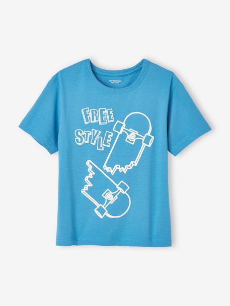 T-shirt maxi motif détails encre gonflante garçon bleu azur+vert 1 - vertbaudet enfant 