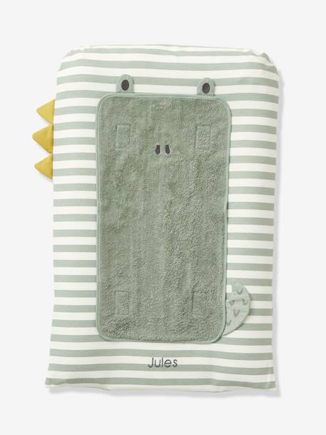 Housse matelas à langer personnalisable TREK rayé vert 1 - vertbaudet enfant 