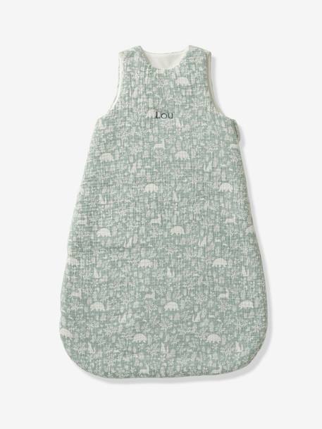 Gigoteuse en gaze de coton personnalisable DANS LES BOIS vert sauge+vieux rose 5 - vertbaudet enfant 