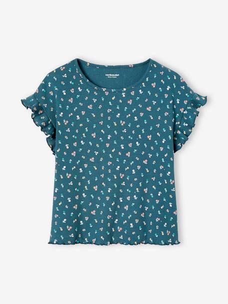 T-shirt à côtes imprimé fleurs fille écru+encre 8 - vertbaudet enfant 