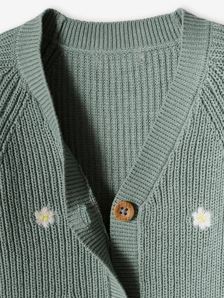 Gilet bébé brodé en côtes anglaises écru+marine+vert d'eau 14 - vertbaudet enfant 