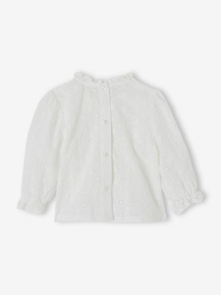 Blouse bébé broderie anglaise à volants blanc+bleu ciel+rose bonbon 5 - vertbaudet enfant 