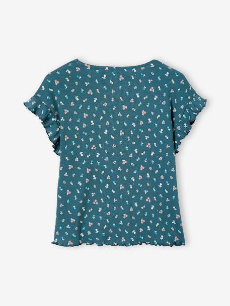 T-shirt à côtes imprimé fleurs fille écru+encre 9 - vertbaudet enfant 