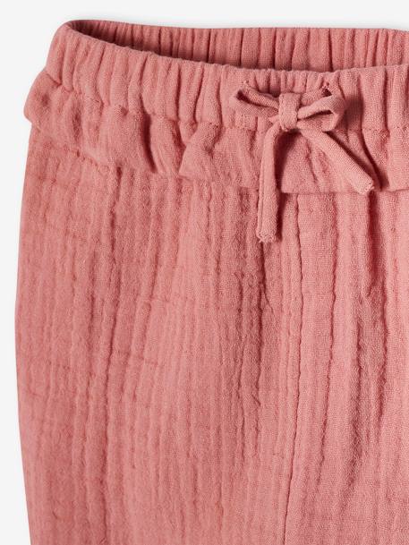 Pantalon bébé fille en gaze de coton écru+vert de gris+vieux rose 10 - vertbaudet enfant 