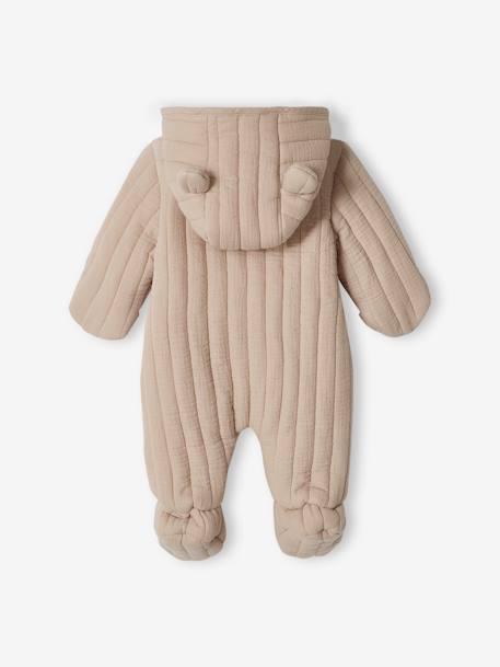 Combipilote en gaze de coton bébé ouverture décalée beige 3 - vertbaudet enfant 