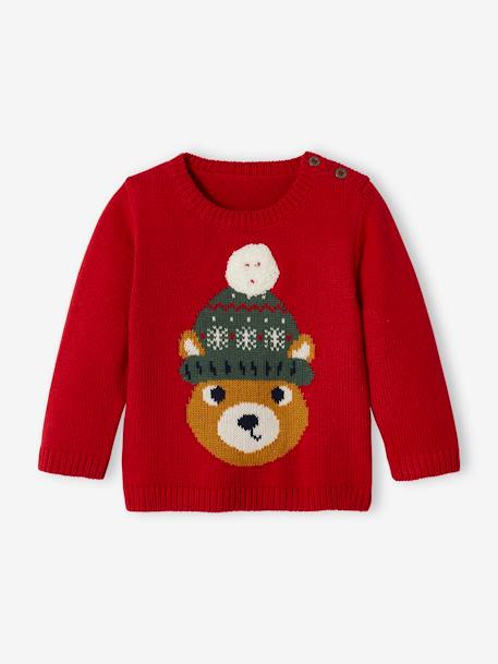 Pull de Noël bébé motif ours rouge 1 - vertbaudet enfant 