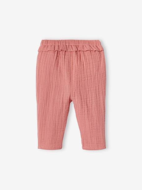 Pantalon en gaze de coton bébé écru+rose pâle+vieux rose 13 - vertbaudet enfant 