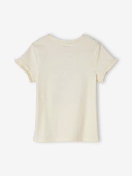 Tee-shirt égérie fille manches courtes volantées écru+ivoire+rose pâle+vert d'eau 6 - vertbaudet enfant 