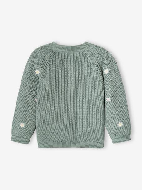 Gilet bébé brodé en côtes anglaises écru+marine+vert d'eau 13 - vertbaudet enfant 