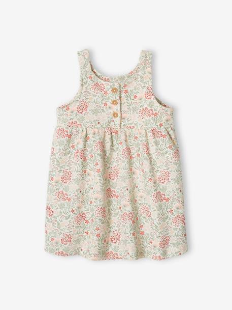 Robe bébé sans manches écru+fuchsia+rose clair imprimé 1 - vertbaudet enfant 