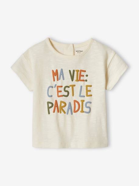T-shirt bébé à message manches courtes écru 2 - vertbaudet enfant 