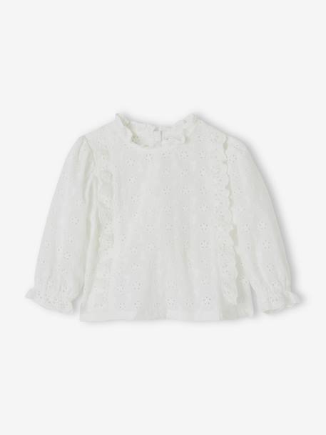 Blouse bébé broderie anglaise à volants blanc+bleu ciel+rose bonbon 7 - vertbaudet enfant 