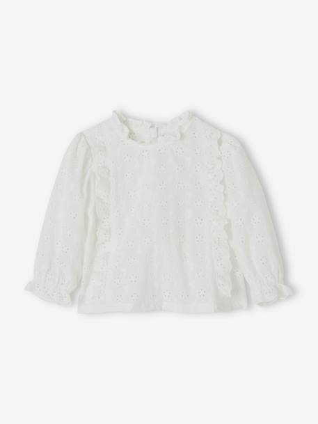 Blouse en broderie anglaise Bébé à volants blanc+rose pâle 7 - vertbaudet enfant 