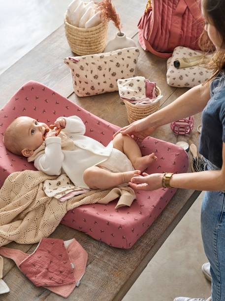 Housse matelas à langer en jersey bois de rose imprimé 2 - vertbaudet enfant 