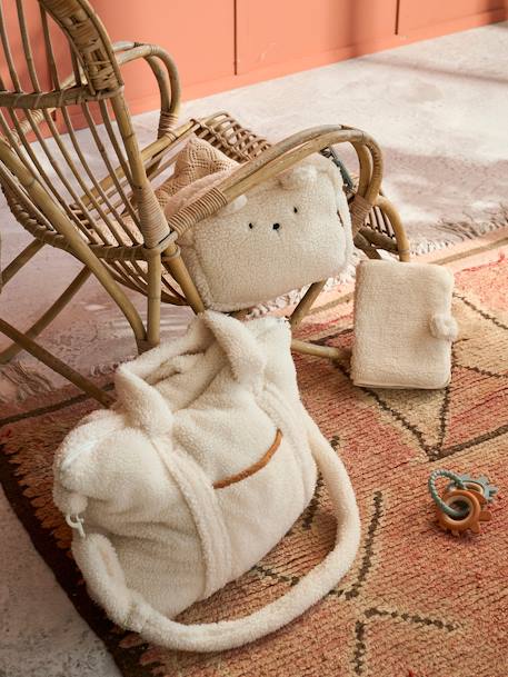 Trousse de toilette en sherpa Ourson PETIT NOMADE ivoire 1 - vertbaudet enfant 