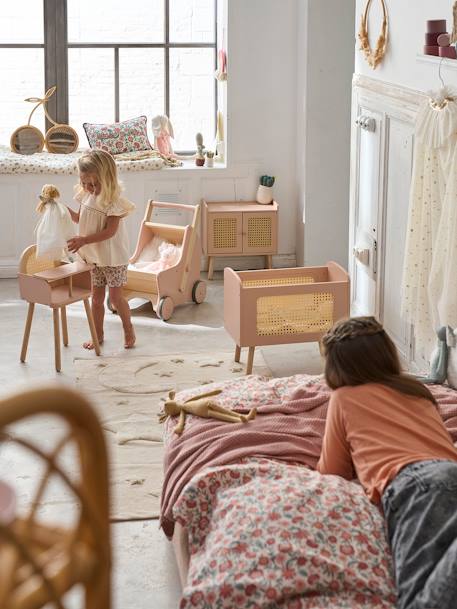 Table à langer cannage et bois FSC® POÉSIE ROSE CLAIR UNI 3 - vertbaudet enfant 