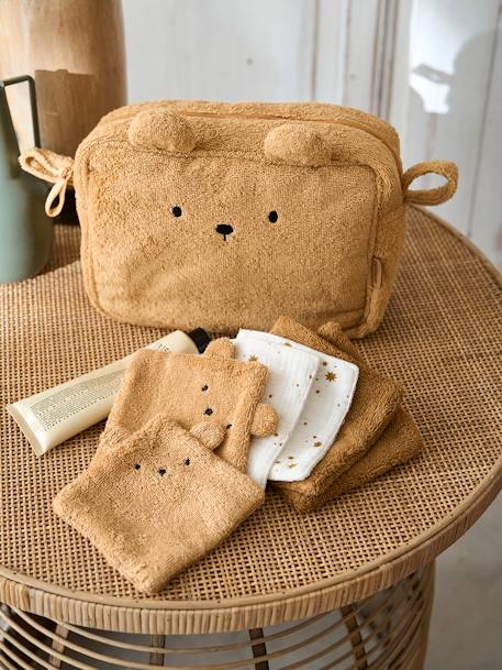 Trousse de toilette Ourson en éponge caramel 2 - vertbaudet enfant 