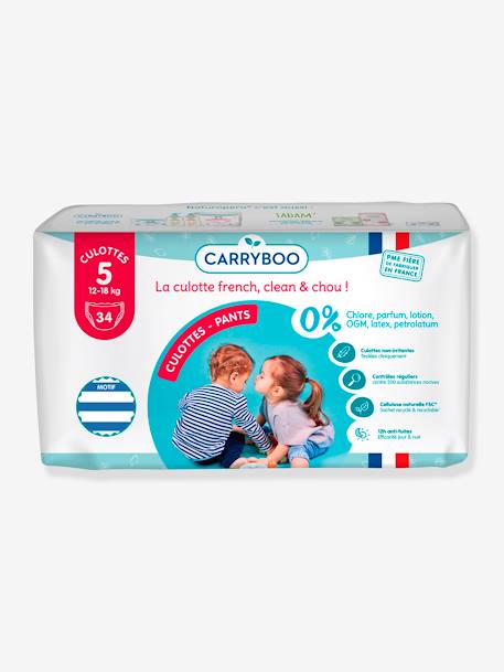 34 couches écologiques T5 (12-18 kg) CARRYBOO bleu 3 - vertbaudet enfant 