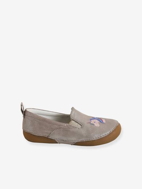 Chaussons élastiqués enfant en cuir beige irisé 3 - vertbaudet enfant 