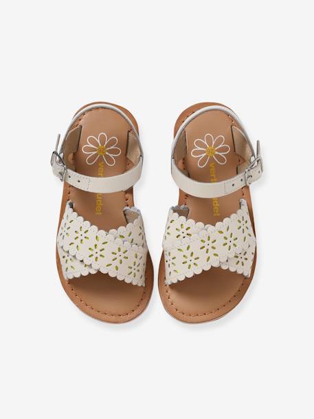 Sandales brides croisées cuir fille blanc 4 - vertbaudet enfant 