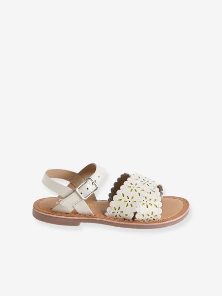 Sandales brides croisées cuir fille blanc+vieux rose 2 - vertbaudet enfant 