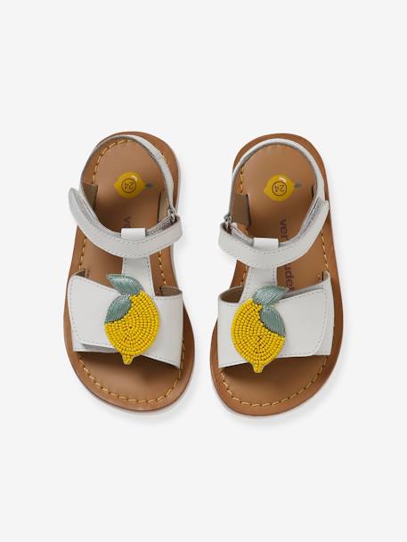 Sandales en cuir fille collection maternelle blanc 5 - vertbaudet enfant 