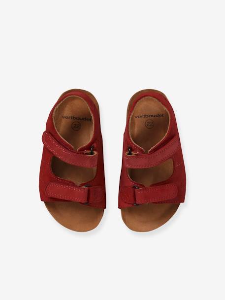 Sandales scratchées en cuir bébé garçon marron+rouge 9 - vertbaudet enfant 