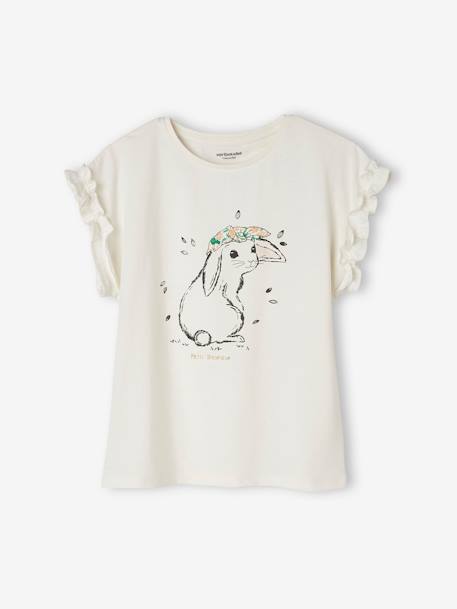 T-shirt à motif irisé fille manches courtes volantées  - vertbaudet enfant