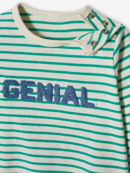T-shirt bébé garçon message encre rayé+vert 10 - vertbaudet enfant 