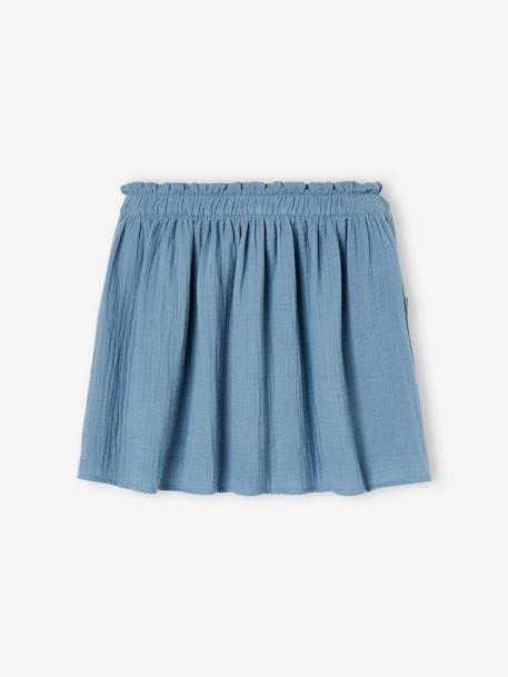 Jupe fille en gaze de coton beige+bleu grisé+rose+vert sauge+vieux rose+violet 6 - vertbaudet enfant 