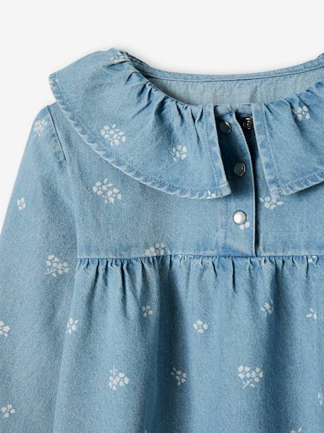 Chemise denim à collerette motifs fleurs fille double stone 3 - vertbaudet enfant 