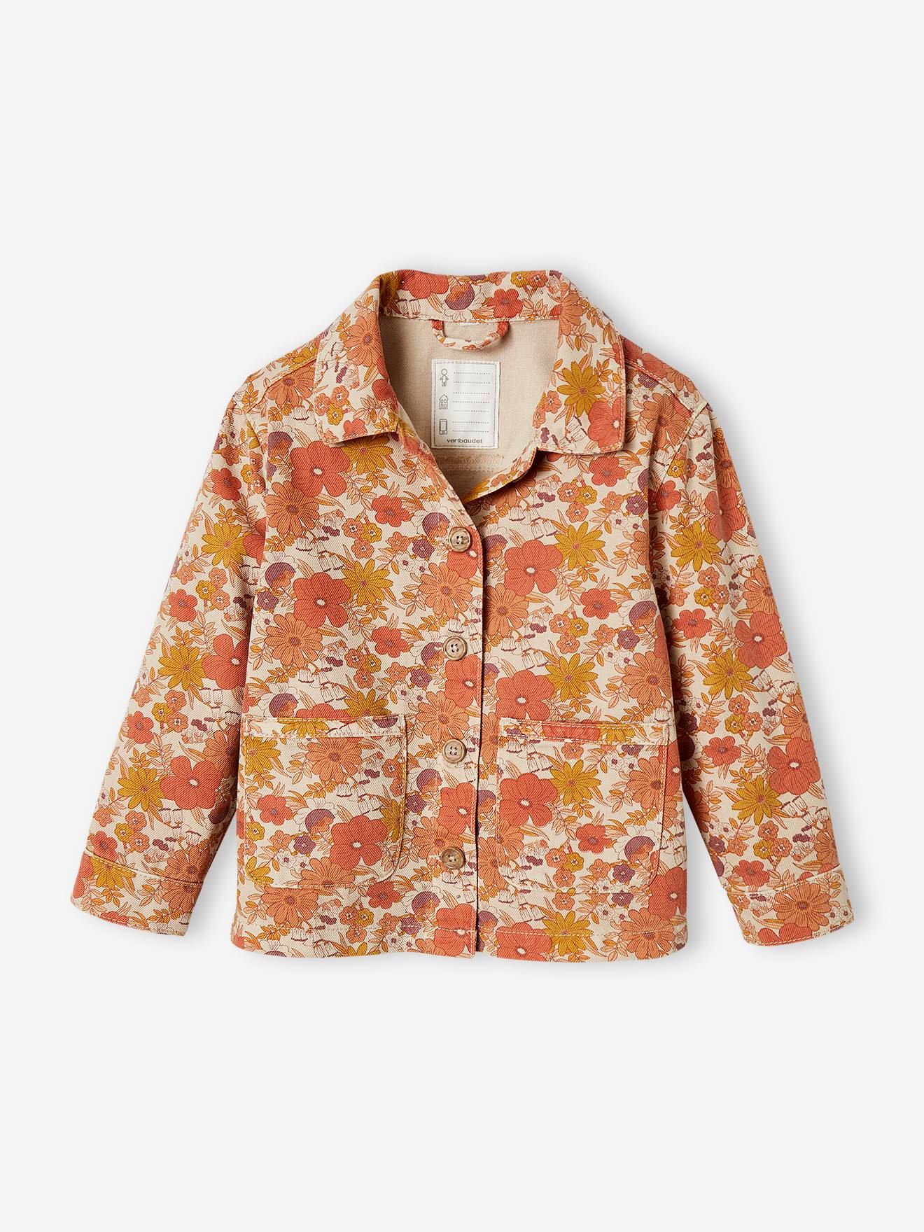 Veste Jean Fille Vertbaudet - Col Chemise, Manches Longues, Poches, 100% Coton