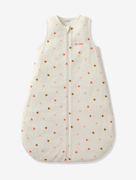 Gigoteuse été ouverture centrale en gaze de coton PETITS COEURS personnalisable écru / coeur 1 - vertbaudet enfant 