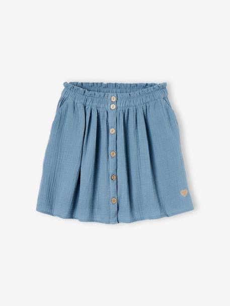 Jupe fille en gaze de coton beige+bleu grisé+rose+vert sauge+vieux rose+violet 5 - vertbaudet enfant 
