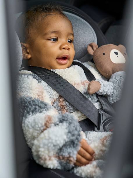 Combinaison de transport en sherpa CARREAUX gris / écru+rose / écru 7 - vertbaudet enfant 