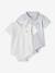 Lot de 2 bodies bébé naissance ouverture polo bleu ciel+écru 1 - vertbaudet enfant 