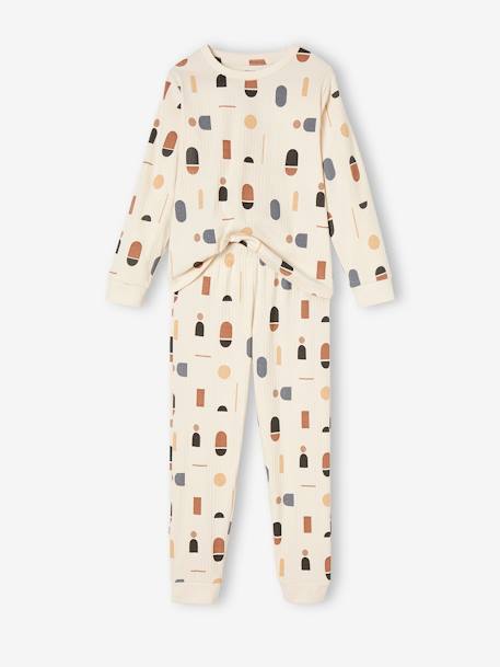Pyjama côte plate imprimé géométrique écru 4 - vertbaudet enfant 