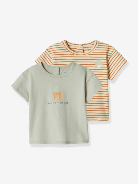 Lot de 2 Tee-shirts bébé manches courtes bleu glacier 1 - vertbaudet enfant 