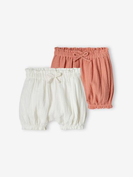 Bébé-Short-Lot de 2 bloomers bébé en gaze de coton