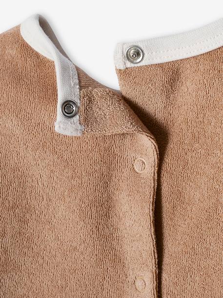 Ensemble bébé tee-shirt + short en éponge bleu grisé+rayé bleu+taupe 24 - vertbaudet enfant 