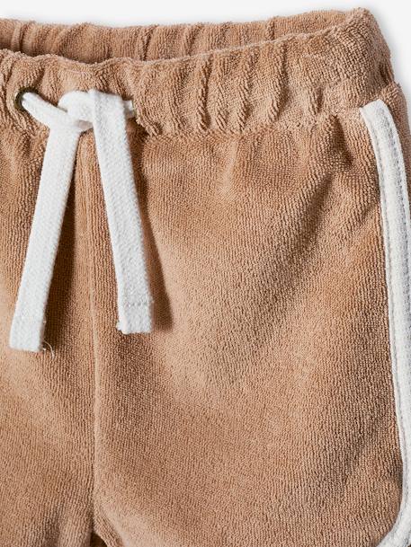 Ensemble bébé tee-shirt + short en éponge bleu grisé+rayé bleu+taupe 25 - vertbaudet enfant 