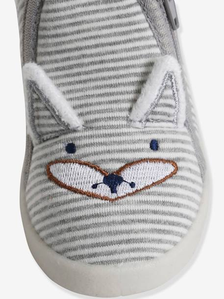 Chaussons zippés bébé en toile rayé gris 6 - vertbaudet enfant 