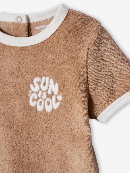 Ensemble bébé tee-shirt + short en éponge bleu grisé+rayé bleu+taupe 23 - vertbaudet enfant 