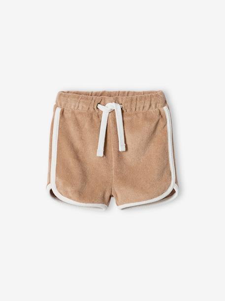 Ensemble bébé tee-shirt + short en éponge bleu grisé+rayé bleu+taupe 21 - vertbaudet enfant 
